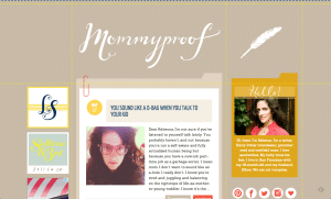 Screenshot of front page of Mommyproof website