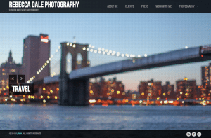 Screenshot of front page of Rebecca Dale Photography website