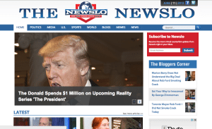 Screenshot of front page of Newslo website