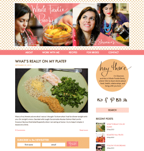 Screenshot of front page of Whole Foodie Booty website