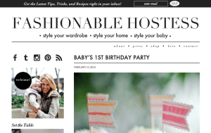 Screenshot of front page of Fashionable Hostess website