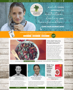 Screenshot of front page of Culinary Farmacy website