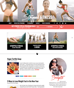 Screenshot of front page of Stripped Fitness website