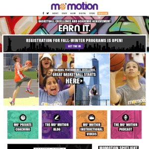Screenshot of front page of Mo Motion website
