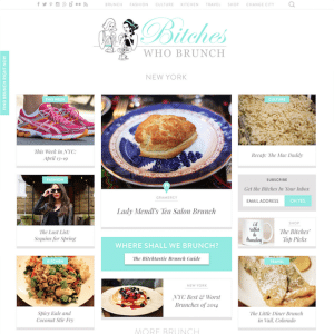 Screenshot of front page of Bitches Who Brunch website