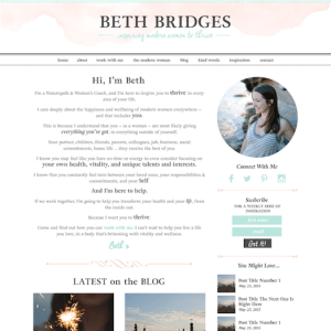 Screenshot of front page of Beth Bridges website