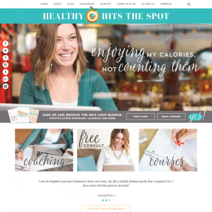 Screenshot of front page of Healthy Hits the Spot website