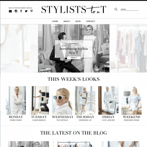 Screenshot of front page of Stylists to a T Website