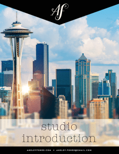 Ebook Cover of Seattle skyline with Ansley Fones logo and the words "Studio Introduction"