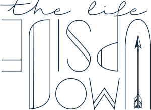 Creative logo for the life upside down, featuring artistic language