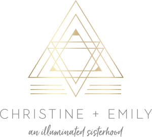 Professional Logo for Christina and Emily an Illuminated Sisterhood with metallic triangle geometric shapes