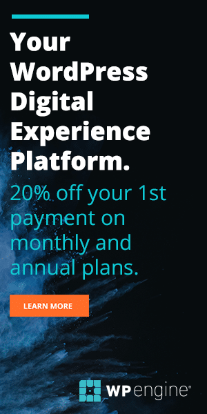 Advertisement for WP Engine reading "Your Wordpress Digital Experience Platform"