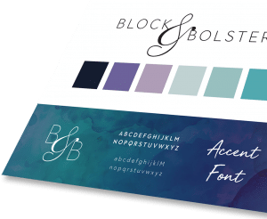 Block and Bolster Branding Sheet with featuring logo and colors