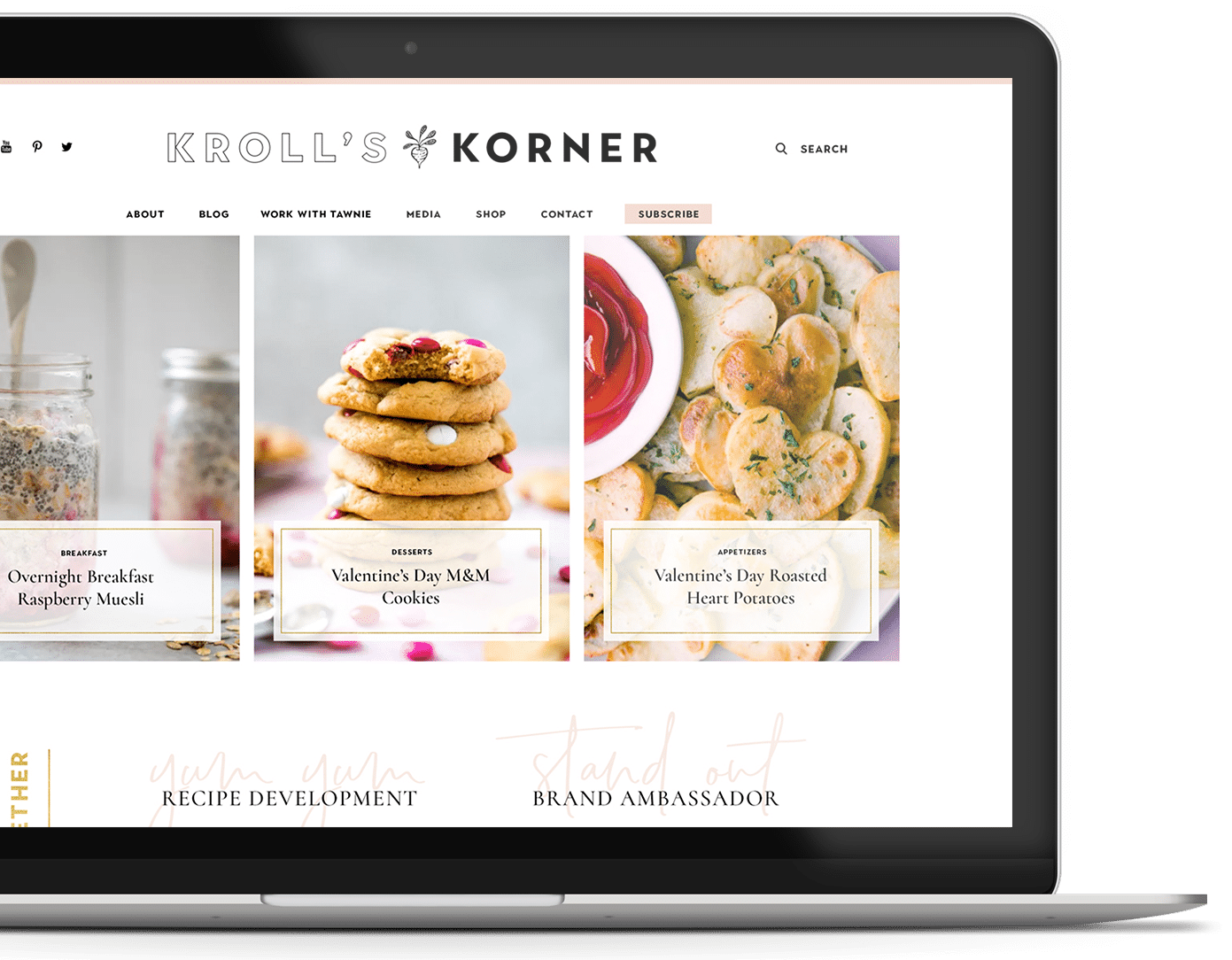 Laptop featuring Kroll's Korner recipe website