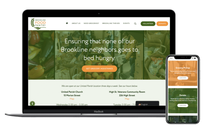 Portfolio - Brookline Food Pantry Non-Profit Website